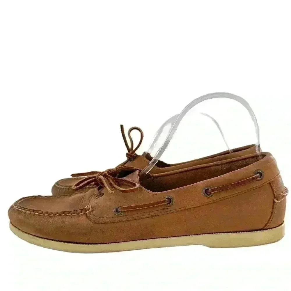 LL Bean mens size 11 Napa leather boat shoes coastal